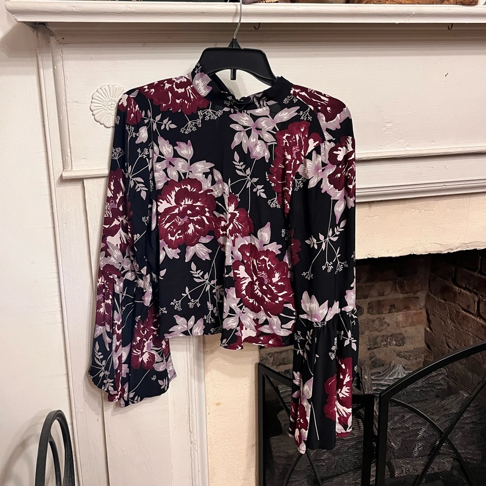 Yumi Kim Silk Floral Crop Blouse